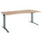 Schäfer Shop Genius Schreibtisch ERGOSTYLE S, manuell höhenverstellbar, Rechteck, C-Fuß, Ansatz rechts, B 1800 x T 800/1000 x H 675-895 mm, eiche/anthrazit