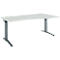 Schäfer Shop Genius Schreibtisch ERGOSTYLE S, manuell höhenverstellbar, Rechteck, C-Fuß, Ansatz rechts, B 1800 x T 800/1000 x H 675-895 mm, lichtgrau/anthrazit
