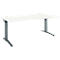 Schäfer Shop Genius Schreibtisch ERGOSTYLE S, manuell höhenverstellbar, Rechteck, C-Fuß, Ansatz rechts, B 1800 x T 800/1000 x H 675-895 mm, weiß/anthrazit