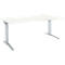 Schäfer Shop Genius Schreibtisch ERGOSTYLE S, manuell höhenverstellbar, Rechteck, C-Fuß, Ansatz rechts, B 1800 x T 800/1000 x H 675-895 mm, weiß/weißaluminium
