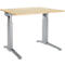 Schäfer Shop Genius Schreibtisch ERGOSTYLE S, manuell höhenverstellbar, Rechteck, C-Fuß, B 1200 x T 800 x H 675-895 mm, ahorn/weißaluminium