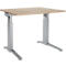 Schäfer Shop Genius Schreibtisch ERGOSTYLE S, manuell höhenverstellbar, Rechteck, C-Fuß, B 1200 x T 800 x H 675-895 mm, eiche/weißaluminium