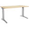Schäfer Shop Genius Schreibtisch ERGOSTYLE S, manuell höhenverstellbar, Rechteck, C-Fuß, B 1600 x T 800 x H 675-895 mm, ahorn/weißaluminium