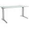 Schäfer Shop Genius Schreibtisch ERGOSTYLE S, manuell höhenverstellbar, Rechteck, C-Fuß, B 1600 x T 800 x H 675-895 mm, lichtgrau/weißaluminium