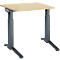 Schäfer Shop Genius Schreibtisch ERGOSTYLE S, manuell höhenverstellbar, Rechteck, C-Fuß, B 800 x T 800 x H 675-895 mm, ahorn/anthrazit