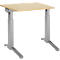 Schäfer Shop Genius Schreibtisch ERGOSTYLE S, manuell höhenverstellbar, Rechteck, C-Fuß, B 800 x T 800 x H 675-895 mm, ahorn/weißaluminium