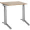 Schäfer Shop Genius Schreibtisch ERGOSTYLE S, manuell höhenverstellbar, Rechteck, C-Fuß, B 800 x T 800 x H 675-895 mm, eiche/weißaluminium