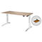 Schäfer Shop Genius Schreibtisch ERGOSTYLE S, Rechteck, 2-stufig elektrisch höhenverstellbar, C-Fuß, B 1600 x T 800 x H 635-1305 mm, inkl. Memory Master + Schublade, Eiche/weiß