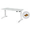Schäfer Shop Genius Schreibtisch ERGOSTYLE S, Rechteck, 2-stufig elektrisch höhenverstellbar, C-Fuß, B 1600 x T 800 x H 635-1305 mm, inkl. Memory Master + Schublade, lichtgrau/weiß