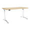 Schäfer Shop Genius Schreibtisch ERGOSTYLE S, Rechteck, elektrisch höhenverstellbar, einstufig, C-Fuß, B 1600 x T 800 x H 715-1182 mm, inkl. Memory Master, Ahorn/weiß