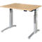 Schäfer Shop Genius Schreibtisch ERGOSTYLE S, Rechteck, elektrisch höhenverstellbar, zweistufig, C-Fuß, B 1200 x T 800 x H 635-1305 mm, inkl. Memory Master, Ahorn/weißaluminium