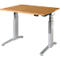 Schäfer Shop Genius Schreibtisch ERGOSTYLE S, Rechteck, elektrisch höhenverstellbar, zweistufig, C-Fuß, B 1200 x T 800 x H 635-1305 mm, inkl. Memory Master, Buche/weißaluminium