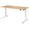 Schäfer Shop Genius Schreibtisch ERGOSTYLE S, Rechteck, elektrisch höhenverstellbar, zweistufig, C-Fuß, B 1600 x T 800 x H 635-1305 mm, inkl. Memory Master, Ahorn/weiß
