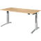 Schäfer Shop Genius Schreibtisch ERGOSTYLE S, Rechteck, elektrisch höhenverstellbar, zweistufig, C-Fuß, B 1600 x T 800 x H 635-1305 mm, inkl. Memory Master, Ahorn/weißaluminium