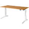 Schäfer Shop Genius Schreibtisch ERGOSTYLE S, Rechteck, elektrisch höhenverstellbar, zweistufig, C-Fuß, B 1600 x T 800 x H 635-1305 mm, inkl. Memory Master, Buche/weiß