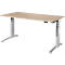 Schäfer Shop Genius Schreibtisch ERGOSTYLE S, Rechteck, elektrisch höhenverstellbar, zweistufig, C-Fuß, B 1600 x T 800 x H 635-1305 mm, inkl. Memory Master, Eiche/weißaluminium