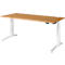 Schäfer Shop Genius Schreibtisch ERGOSTYLE S, Rechteck, elektrisch höhenverstellbar, zweistufig, C-Fuß, B 1800 x T 800 x H 635-1305 mm, inkl. Memory Master, Buche/weiß