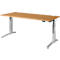 Schäfer Shop Genius Schreibtisch ERGOSTYLE S, Rechteck, elektrisch höhenverstellbar, zweistufig, C-Fuß, B 1800 x T 800 x H 635-1305 mm, inkl. Memory Master, Buche/weißaluminium