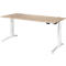 Schäfer Shop Genius Schreibtisch ERGOSTYLE S, Rechteck, elektrisch höhenverstellbar, zweistufig, C-Fuß, B 1800 x T 800 x H 635-1305 mm, inkl. Memory Master, Eiche/weiß