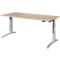 Schäfer Shop Genius Schreibtisch ERGOSTYLE S, Rechteck, elektrisch höhenverstellbar, zweistufig, C-Fuß, B 1800 x T 800 x H 635-1305 mm, inkl. Memory Master, Eiche/weißaluminium