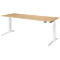 Schäfer Shop Genius Schreibtisch ERGOSTYLE S, Rechteck, elektrisch höhenverstellbar, zweistufig, C-Fuß, B 2000 x T 800 x H 635-1305 mm, inkl. Memory Master, Ahorn/weiß