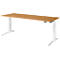 Schäfer Shop Genius Schreibtisch ERGOSTYLE S, Rechteck, elektrisch höhenverstellbar, zweistufig, C-Fuß, B 2000 x T 800 x H 635-1305 mm, inkl. Memory Master, Buche/weiß