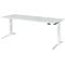 Schäfer Shop Genius Schreibtisch ERGOSTYLE S, Rechteck, elektrisch höhenverstellbar, zweistufig, C-Fuß, B 2000 x T 800 x H 635-1305 mm, inkl. Memory Master, lichtgrau/weiß