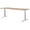 Schäfer Shop Genius Schreibtisch MODENA FLEX, elektrisch höhenverstellbar, Freiform, Ansatz rechts, B 1800 mm, Eiche/weissalu