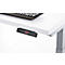 Schäfer Shop Genius Schreibtisch Modena Flex, elektrisch höhenverstellbar, T-Fuß, B 1600 x T 800 x H 645-1290 mm, lichtgrau/weißaluminium + Memory-Bedienpanel, Monitorarm MX8-112