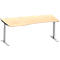 Schäfer Shop Genius Schreibtisch MODENA FLEX, Freiform links, T-Fuß Rechteckrohr, B 1800 x T 1000/800 x H 650-850 mm, Ahorn/weißalu