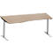 Schäfer Shop Genius Schreibtisch MODENA FLEX, Freiform links, T-Fuß Rechteckrohr, B 1800 x T 1000/800 x H 650-850 mm, Eiche/weißalu