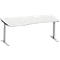 Schäfer Shop Genius Schreibtisch MODENA FLEX, Freiform links, T-Fuß Rechteckrohr, B 1800 x T 1000/800 x H 650-850 mm, lichtgrau/weißalu