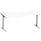 Schäfer Shop Genius Schreibtisch MODENA FLEX, Freiform links, T-Fuß Rechteckrohr, B 1800 x T 1000/800 x H 650-850 mm, weiß/weißalu