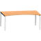 Schäfer Shop Genius Schreibtisch MODENA FLEX, mit Cockpitplatte, 4-Fuß-Rechteckrohr, B 1800 mm, T 800/100, buche/weiß