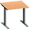 Schäfer Shop Genius Schreibtisch MODENA FLEX, Quadrat, T-Fuß Rechteckrohr, B 800 x T 800 x H 650-850 mm, Ahorn/anthrazit
