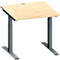 Schäfer Shop Genius Schreibtisch MODENA FLEX, Quadrat, T-Fuß Rechteckrohr, B 800 x T 800 x H 650-850 mm, Ahorn/anthrazit