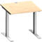 Schäfer Shop Genius Schreibtisch MODENA FLEX, Quadrat, T-Fuß Rechteckrohr, B 800 x T 800 x H 650-850 mm, Ahorn/weißalu