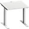 Schäfer Shop Genius Schreibtisch MODENA FLEX, Quadrat, T-Fuß Rechteckrohr, B 800 x T 800 x H 650-850 mm, lichtgrau/weißalu