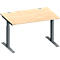 Schäfer Shop Genius Schreibtisch MODENA FLEX, Rechteck, T-Fuß Rechteckrohr, B 1200 x T 800 x H 650-850 mm, Ahorn/anthrazit