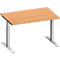 Schäfer Shop Genius Schreibtisch MODENA FLEX, Rechteck, T-Fuß Rechteckrohr, B 1200 x T 800 x H 650-850 mm, Buche/weißalu