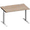 Schäfer Shop Genius Schreibtisch MODENA FLEX, Rechteck, T-Fuß Rechteckrohr, B 1200 x T 800 x H 650-850 mm, Eiche/weißalu