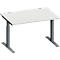 Schäfer Shop Genius Schreibtisch MODENA FLEX, Rechteck, T-Fuß Rechteckrohr, B 1200 x T 800 x H 650-850 mm, lichtgrau/anthrazit