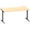 Schäfer Shop Genius Schreibtisch MODENA FLEX, Rechteck, T-Fuß Rechteckrohr, B 1600 x T 800 x H 650-850 mm, Ahorn/anthrazit