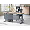 Schäfer Shop Genius Schreibtisch MODENA FLEX, Rechteck, T-Fuß Rechteckrohr, B 1600 x T 800 x H 650-850 mm, Eiche/anthrazit