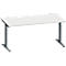 Schäfer Shop Genius Schreibtisch MODENA FLEX, Rechteck, T-Fuß Rechteckrohr, B 1600 x T 800 x H 650-850 mm, lichtgrau/anthrazit