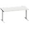 Schäfer Shop Genius Schreibtisch MODENA FLEX, Rechteck, T-Fuß Rechteckrohr, B 1600 x T 800 x H 650-850 mm, lichtgrau/weißalu