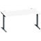 Schäfer Shop Genius Schreibtisch MODENA FLEX, Rechteck, T-Fuß Rechteckrohr, B 1600 x T 800 x H 650-850 mm, weiß/anthrazit
