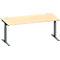 Schäfer Shop Genius Schreibtisch MODENA FLEX, Rechteck, T-Fuß Rechteckrohr, B 1800 x T 800 x H 650-850 mm, Ahorn/anthrazit