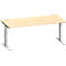 Schäfer Shop Genius Schreibtisch MODENA FLEX, Rechteck, T-Fuß Rechteckrohr, B 1800 x T 800 x H 650-850 mm, Ahorn/weißalu