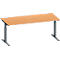 Schäfer Shop Genius Schreibtisch MODENA FLEX, Rechteck, T-Fuß Rechteckrohr, B 1800 x T 800 x H 650-850 mm, Buche/anthrazit